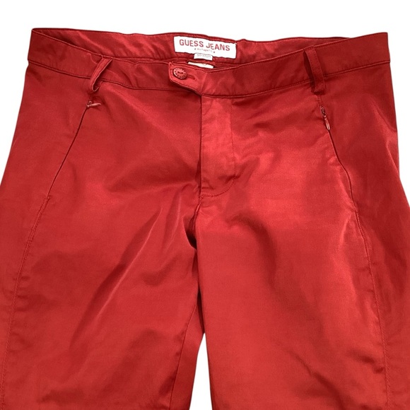 GUESS Jeans Red Chino Pants Y34A0148 Slim Fit Size 31 Y2K Shiny Stretchy Sexy - Picture 4 of 14
